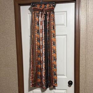 Orange and Brown Pants with Tie Front